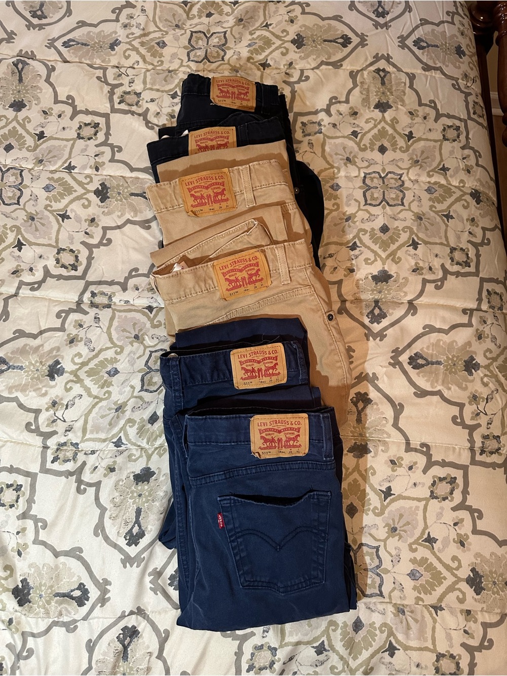 Levi's lot of uniform pants 6 pair. Kids 18 Men’s 29 x 30